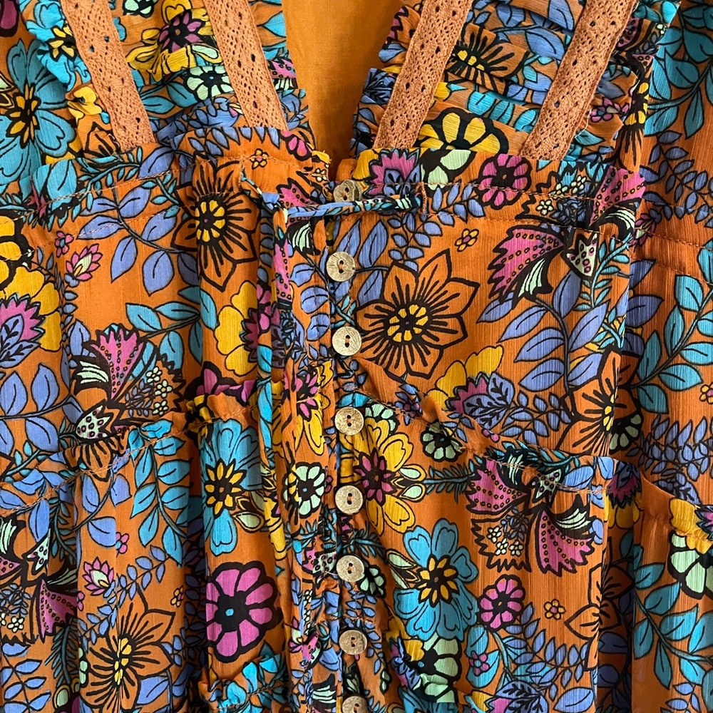 Free People Cassis Printed Chiffon Dress